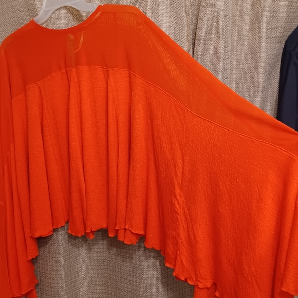 Free People Blouse Top Flowy Drapey Persimmon Small Oversize - Picture 2 of 6